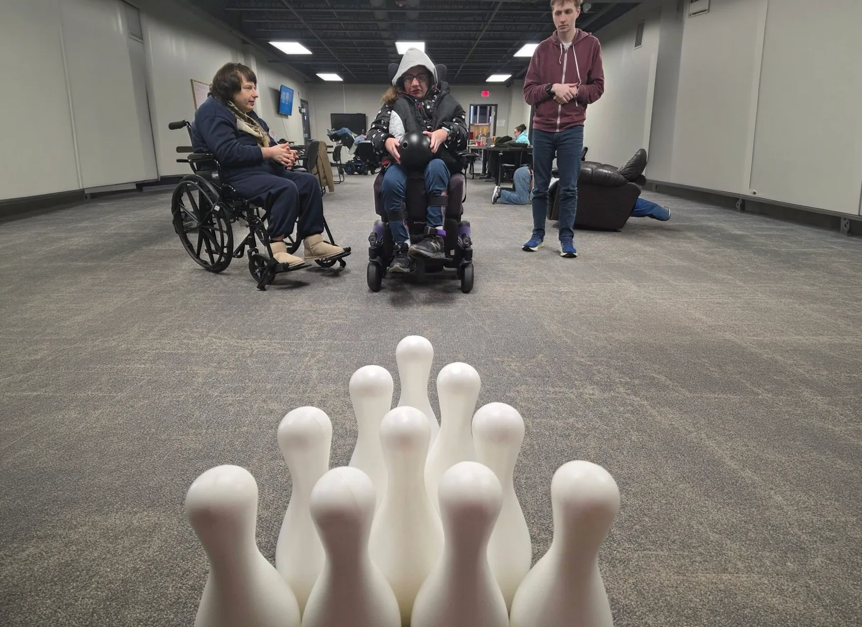 A program participant bowling